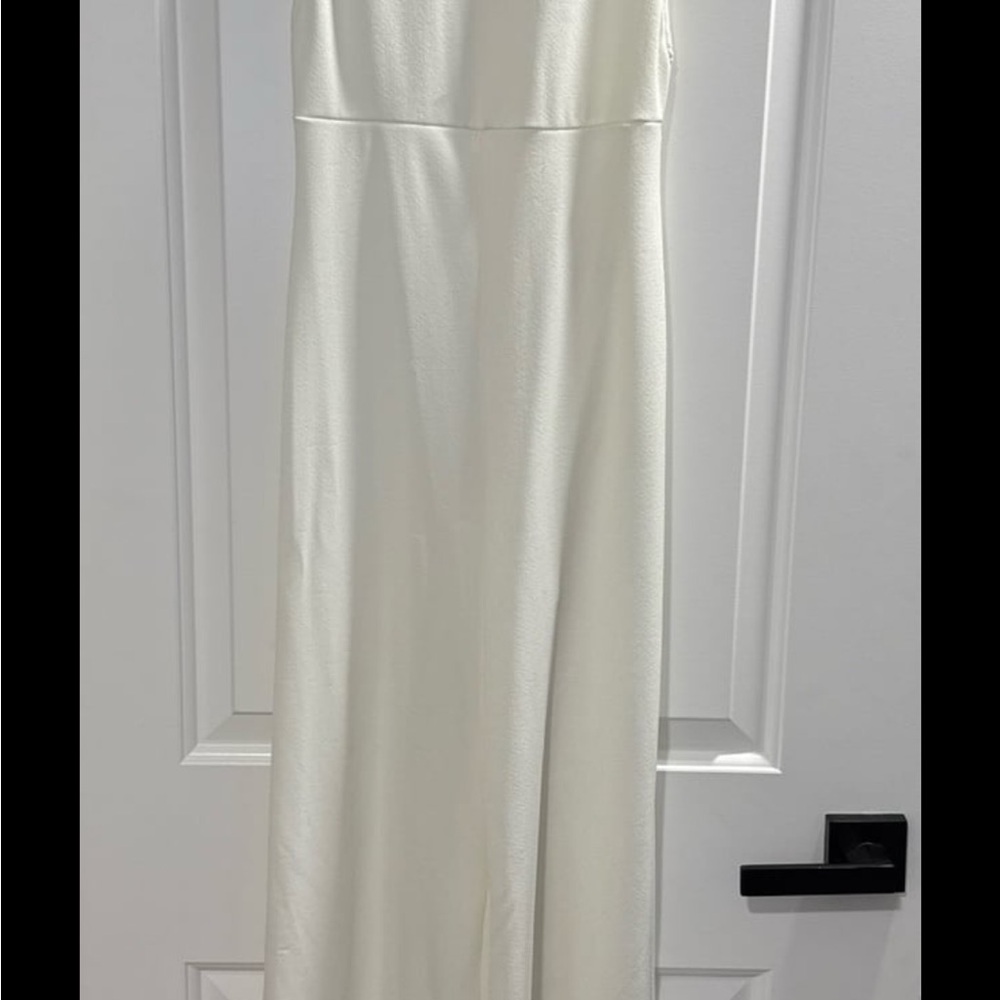 Fashion Nova Cream Strapless Sheath Jumpsuit